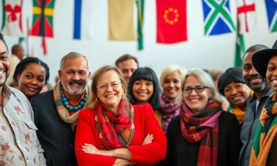 Afrikaner group smiling in a welcoming environment.