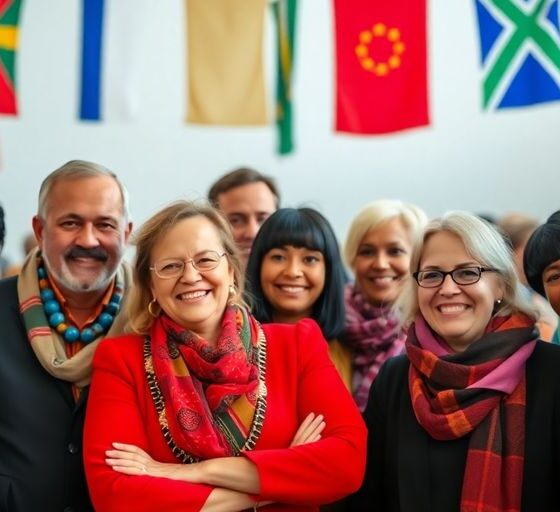 Afrikaner group smiling in a welcoming environment.