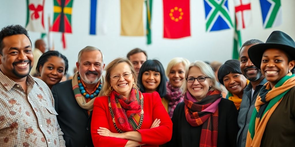 Afrikaner group smiling in a welcoming environment.