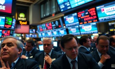 Traders reacting to stock market dip amid tariff concerns.
