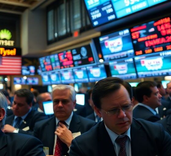 Traders reacting to stock market dip amid tariff concerns.