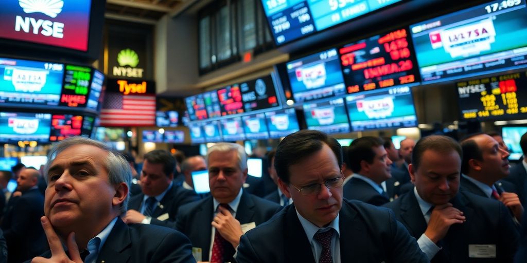 Traders reacting to stock market dip amid tariff concerns.
