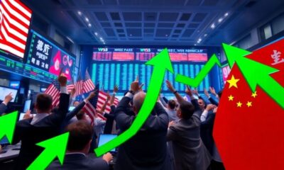 Traders celebrate stock market gains after US-China tariff agreement.