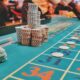a casino table with a lot of chips on it