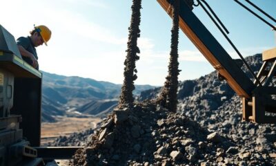 Miner extracting minerals in Ukraine amidst conflict.