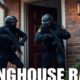 Police raid on a house, showcasing urgency and tension.
