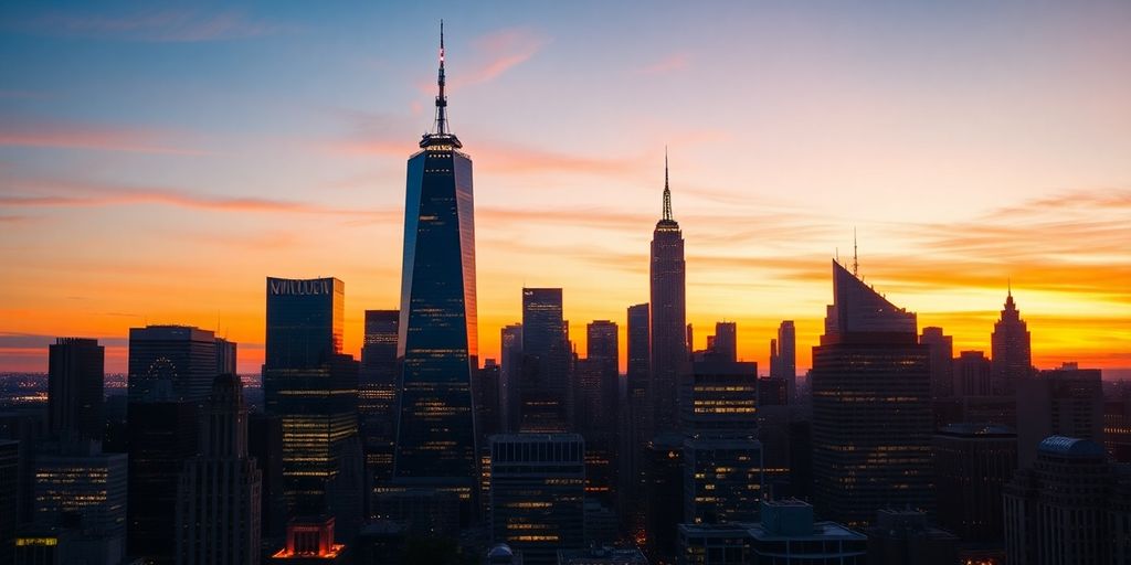 City skyline at sunset reflecting strength and resilience.