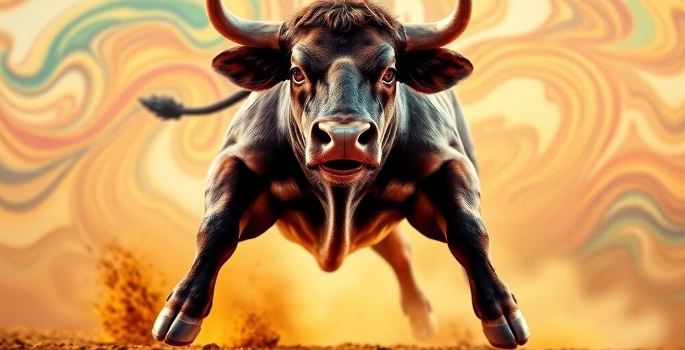 Bull market with inflation background.