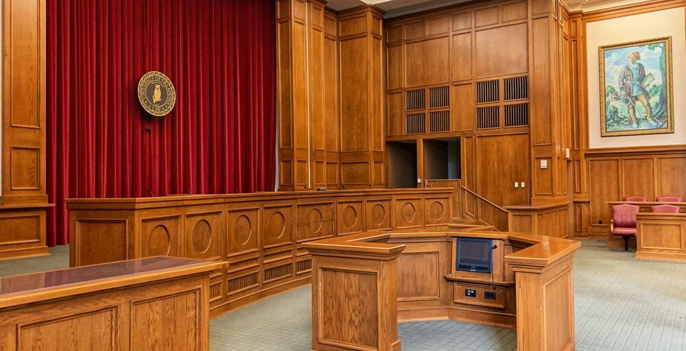 architectural photography of trial court interior view