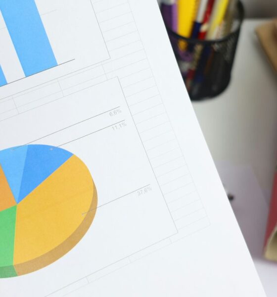Bar and pie charts on a document