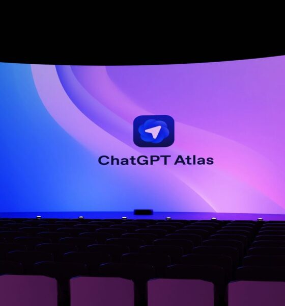 A large screen displays "chatgpt atlas" logo.
