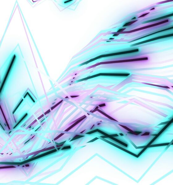 Abstract lines and shapes with neon glow