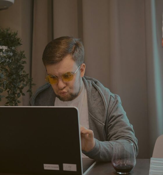 man working on laptop